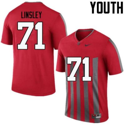 Youth Ohio State Buckeyes #71 Corey Linsley Throwback Nike NCAA College Football Jersey April DLK4144CI